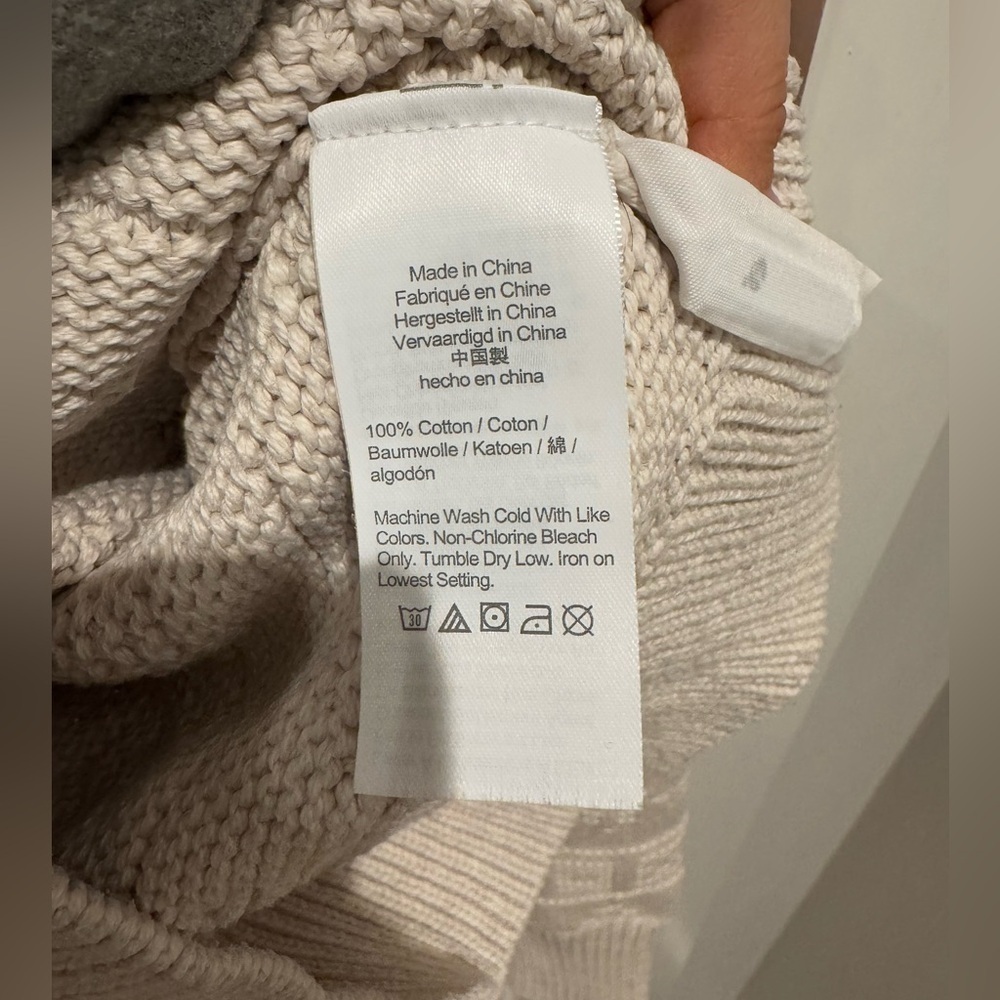 J. Crew Cable Knit Sweater cream fisherman style L classic prep nautical coastal - Picture 5 of 7